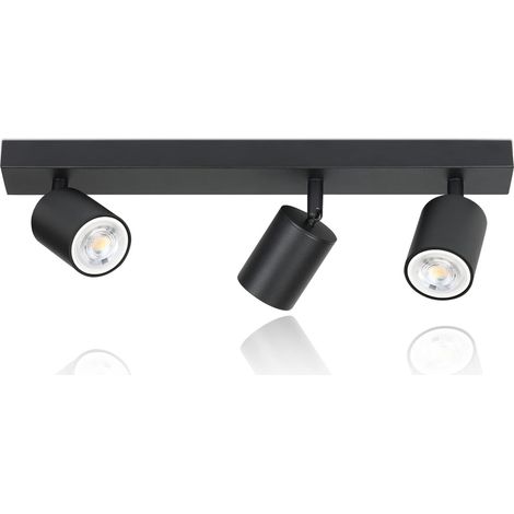 ZMH Plafonnier LED noir spot de plafond : plafonnier GU10 spots 3 flammes spot de plafond rotatif à 350° lampe de couloir moderne spot mural industr