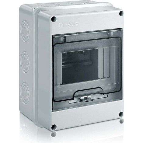 Coffret Electrique Etanche Exterieur, IP65 Boîtier de Distribution en Saillie avec Terminaux, ABS de Surface en Plastique pour une Utilisation à l'extérieur, (5 MODULE) (1/5)