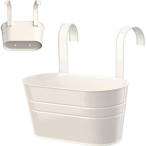 Hängender Blumentopf mit abnehmbaren Haken und Abflusslöchern, ideal für Balkone, Gärten und Landhäuser - weiß.