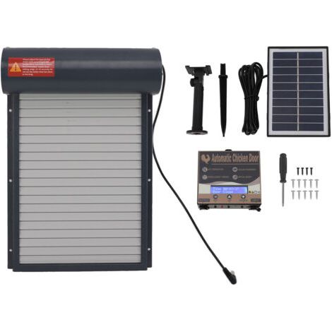 Porte automatique de poulailler à énergie solaire – Fer robuste – Programmable avec contrôleur LED – Protection optimale pour volailles (1/5)