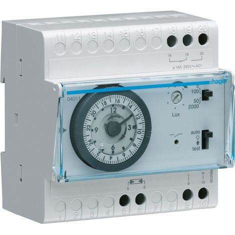Interrupteur crépusculaire électromécanique 1 voie prog 24h avec cellule saillie
