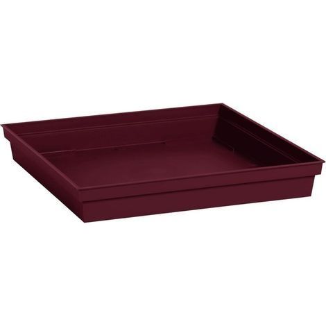 Soucoupe Carrée Toscane 32,6 cm - pour Pots de Fleur Carrés Toscane réf 13627-13628 - 13635 et 13639-32,6 x 32,6 x H.4,9 cm - Rouge Bourgogne