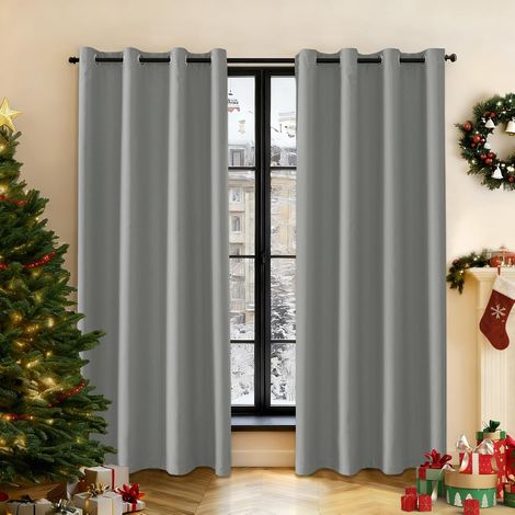 Lot De 2 Rideau, 140x240cm, Occultant, Polyester, Imperméable, Isolant Thermique, Anti Bruit, Salon Chambre (1/5)