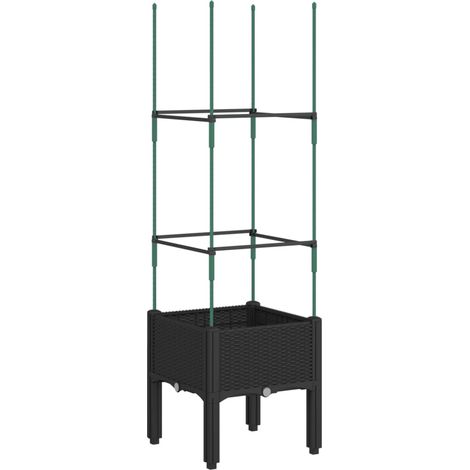 Maison Exclusive - Pflanzkübel mit Rankgitter Schwarz 40x40x142,5