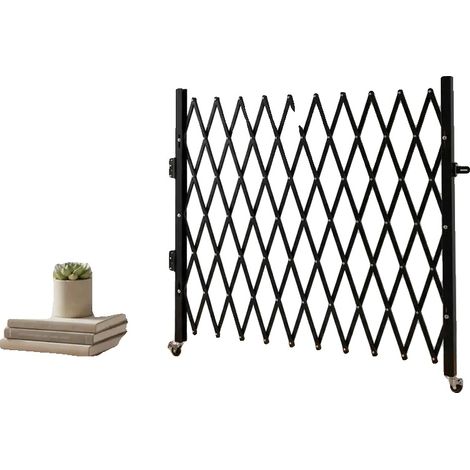 Puerta de seguridad, diseño plegable, construcción robusta de acero, color negro. (1/2)