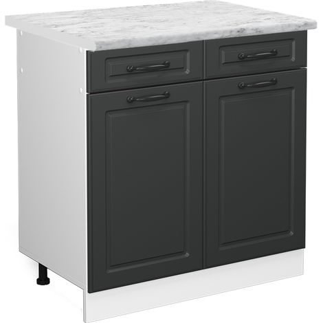 Mobiletto base per cucina R-Line, Antracite casa di campagna, 80 cm , PL Marmo, Vicco