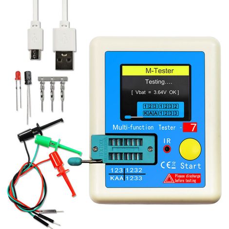 LCR-T7 Testeur de transistors TFT multifonctionnel avec une seule touche, affichage graphique, arrêt automatique pour diode, triode, condensateur, résistance Transistor ESR NPN PNP MOSFET