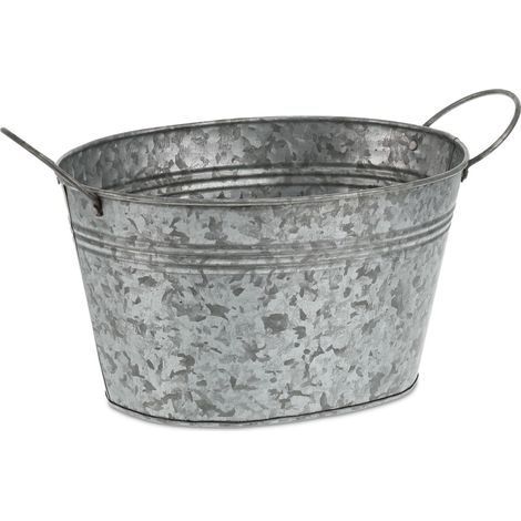 Set di 4 portavasi decorativi vintage rustici da interno ed esterno 15 x 15 x 15 cm in metallo zincato 130010561