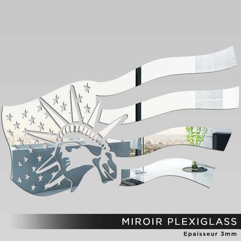 Miroir Plexiglass - Drapeau statue de la liberté - 38x60 cm (1/2)