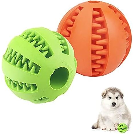 Balle de Morsure de Chien en Caoutchouc Naturel, Caoutchouc Naturel à la Menthe, Boule de Nourriture pour Chien, Deux Jouets de Nettoyage de Dents de Chien de 5 cm (1/4)