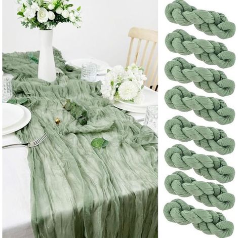 Tischläufer – Rein pflanzlich – Set mit 8 Tischdecken – 90x300 cm – Salbeigrün – Elegant und schick