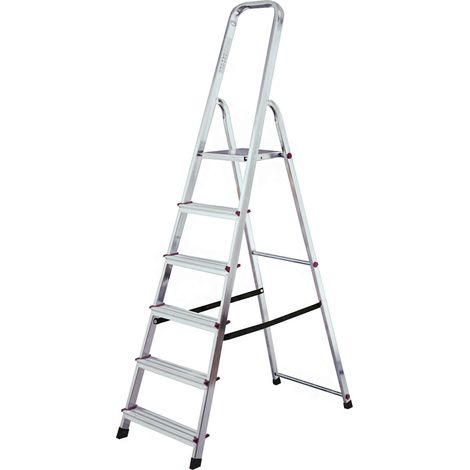 Krause Corda Stehleiter Haushaltsleiter Stufenleiter 6 Stufen Leiter einseitig (1/5)