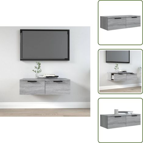 The Living Store Armadietto a Muro Grigio Sonoma 68x30x20cm in Legno Multistrato - Armadio a muro