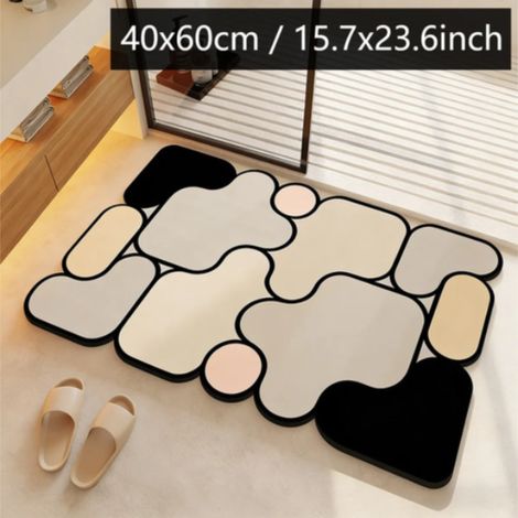 Beyamis Tapis de bain de forme irrégulière 40x60 avec envers en caoutchouc antidérapant, tapis de salle de bain absorbant à séchage rapide, décoration de sol moderne pour salle de douche