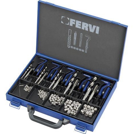 Kit assortimeno riparazione filetti m5-m12 inox valigetta 130 pz Fervi e010 (1/2)