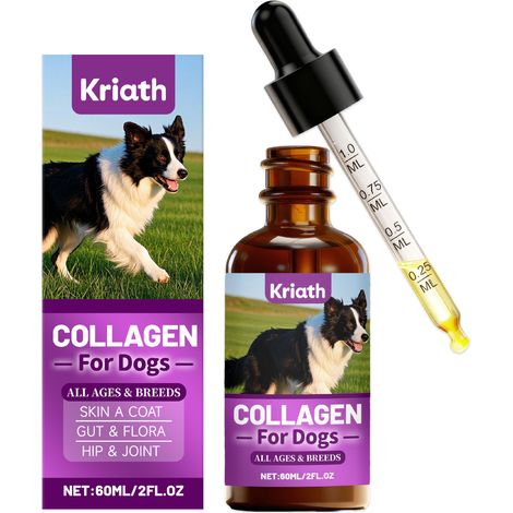 Gouttes de collagène pour chiens - Soin doux pour la peau, le pelage et les articulations - Absorption rapide - 60 ml (1/5)