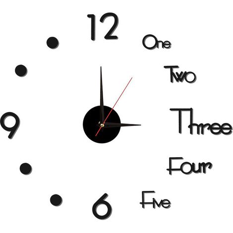 Horloge murale veilleuse sans cadre, décorative, lumineuse, silencieuse, pour salon, chambre à coucher, noire, petite 40cm/15,75 pouces (1/5)