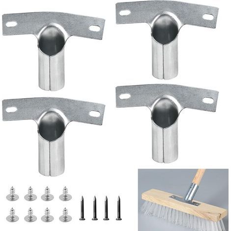 Lot de 4 supports de manche en métal pour manche à balai 23 mm avec 12 vis Support de manche à balai en métal Support de manche en métal pour manches à balai Support de manche pour manches d'outils à (1/5)
