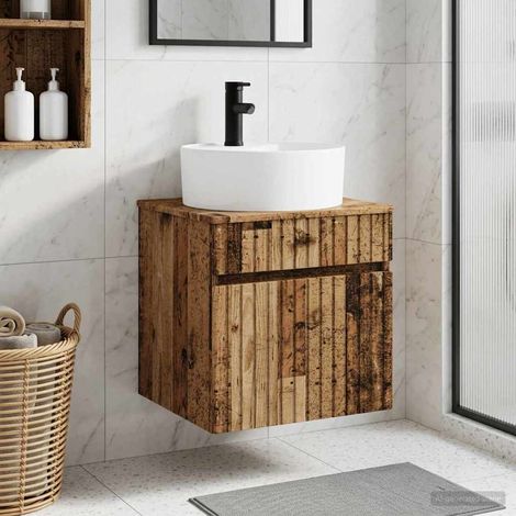 Vanidad de lavabo montada en la pared Madera envejecida