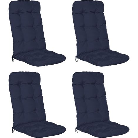 Beautissu 4er Set Hochlehner Auflage Flair HL 120x50x8 cm Dunkelblau