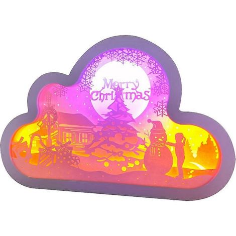 Kreative 3D-Wolken-Papiergravur, UB-Lampe, Schlafzimmerdekoration - B-