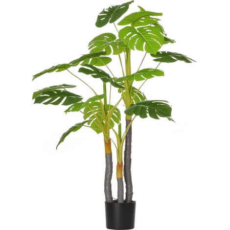 Arbre tropical décoratif vert 120 cm avec 20 feuilles pour salon et chambre, décoration intérieure design sobre pour maison pratique et exotique
