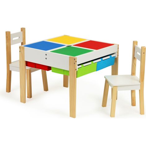 Conjunto de mobiliario infantil de madera: mesa + 2 sillas ECOTOYS