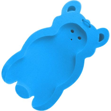 Tapis de Bain Bébé Coussin Bleu Contourné Antidérapant, en Éponge (1/5)