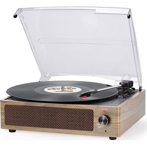 Tourne-Disque avec Haut-Parleur Platine Vinyle sans Fil LP Phonographe avec Haut-parleurs stéréo intégrés 3 Vitesses entraînement par Courroie Tourne-Disque avec Haut-parleurs rétro Cyan (1/5)