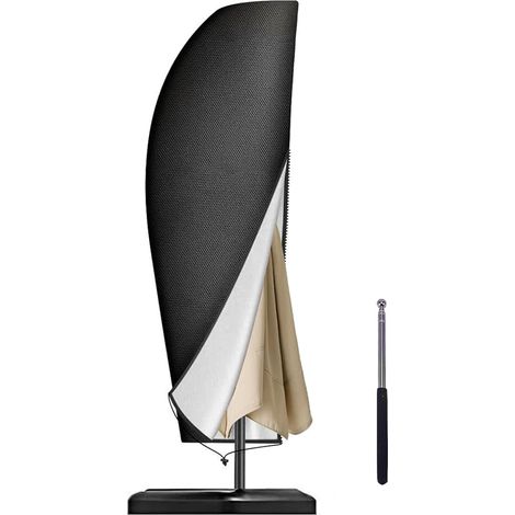 Housse Parasol Déporté, Housse de Protection en Tissu Oxford, Coupe-Vent, Anti-UV, Résistante aux déchirures avec Tige Télescopique et Fermeture Éclair (265x40/70/50 cm) (1/5)