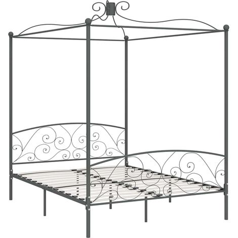 Maison Exclusive - Himmelbett-Gestell Grau Metall 180 x 200 cm