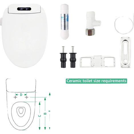 Intelligente Bidet-Sitz, beheizter Sitz, Warmlufttrockner, 510mm, EU-Stecker (1/2)