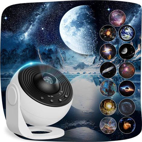 Le projecteur de planétarium Galaxy, comprenant 13 disques de films, une veilleuse et un dispositif de rotation à 360°, est idéal pour la projection sur le plafond d'une chambre. (1/5)