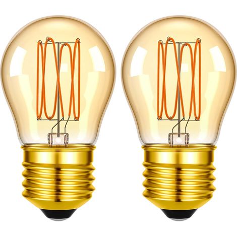 Ampoule LED E27, ampoule vintage de type bougie 25 W, blanc chaud 3 W  G45 1800K,Non dimmable, décoration nostalgique pour la maison, l'hôtel, le café, le bar, lot de 2 (1/5)