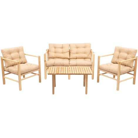 Ensemble salon de jardin en bois avec table basse et sièges Torven (1/5)