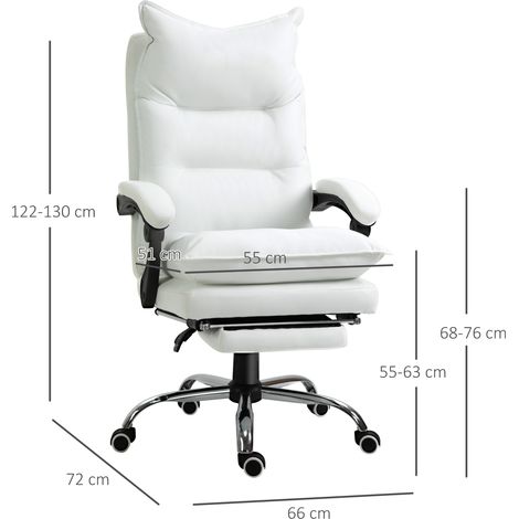 Chaise de bureau ergonomique avec fonction d'inclinaison à 155° et repose-pieds, chaise de bureau facile à nettoyer en cuir artificiel, accoudoirs rembourrés, fonction pivotante, fonction de réglage e (1/5)