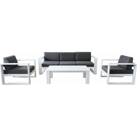 SALOTTO KNOXVILLE ALLUMINIO BIANCO D227X85X65 P92X85X65 T130X74X43H C/CUSCINO (1/4)
