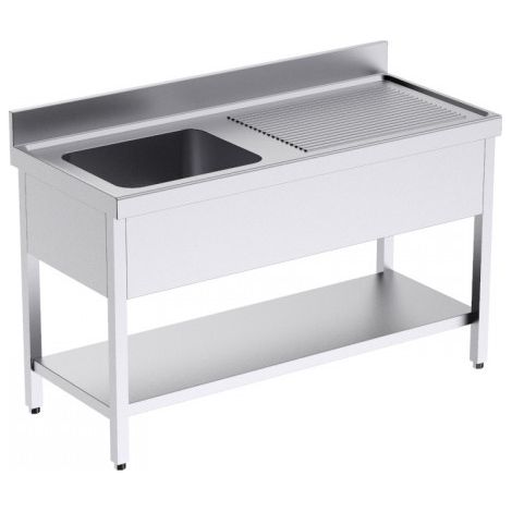 Plonge avec Bâti Egouttoir à Droite et Etagère Profondeur 550 - Distform