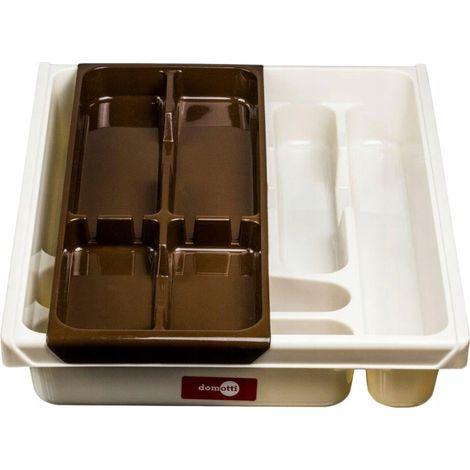 Doppelreihiger Besteckschubladeneinsatz DOUBLE beige-braun DOMOTTI 1 Stück.