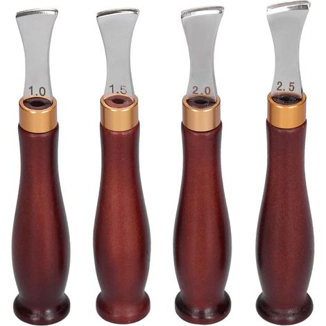 Juego de herramientas de 4 piezas para recortar cuero, juego de herramientas profesionales para biselar y recortar cuero con mango de madera. (1/5)