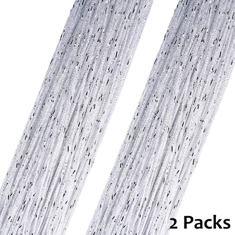 Lot de 2 Rideaux Fils Paillette 100x200cm Draperie Rideau Spaghetti Blanc (1/5)
