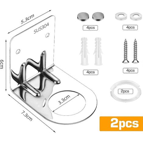 Set aus 2 wandmontierten Seifenspenderhaltern aus Edelstahl mit Haken, für Küche und Badezimmer. (1/5)
