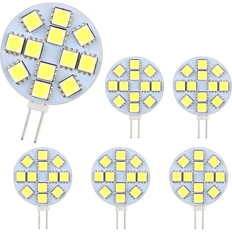 G4 LED-Lampe, 2 W, AC/DC 12–24 V, 200 lm, warmweiß (3000 K), 12 x 5050 SMD, entspricht einer 20-W-Halogenlampe, nicht dimmbar, runde G4-LED-Lampe für Schrankbeleuchtung und Einbauleuchten, 6er-Pack