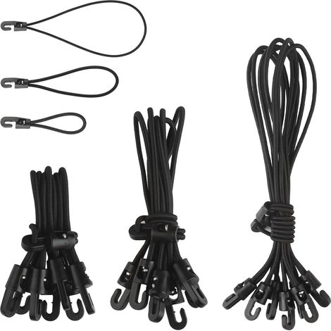 Lot de 24 sandows avec Crochets – 3 Tailles (25 cm / 15 cm / 10 cm) – Tendeurs élastiques pour bâche, Tente, Filet, Camping (1/5)