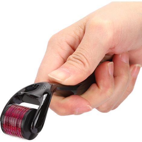Rouleau de massage visage 540 micro-aiguilles thérapie anti-rides soin peau, masseur facial noir violet, 0,75 pièce (1/5)
