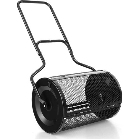 Épandeur de compost avec poignée en U - 75 l - Épandeur de mousse de tourbe - Épandeur d'engrais pour pelouse - Composteur en métal - Épandeur de jardin pour engrais - Épandeur de graines (1/5)
