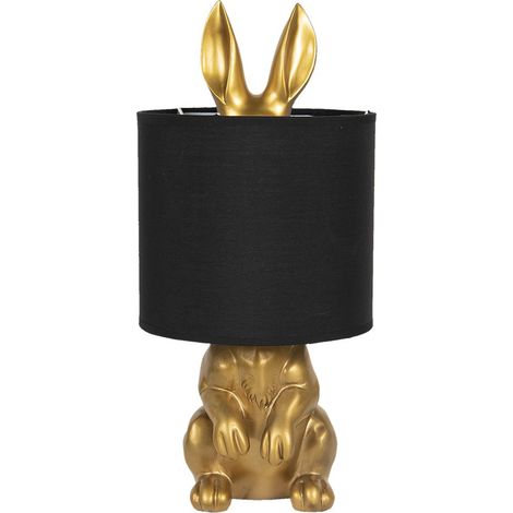 Lampe de table en forme de lapin et lampe de bureau en plastique coloris doré 20 x 42 cm - PANGIVO (1/2)