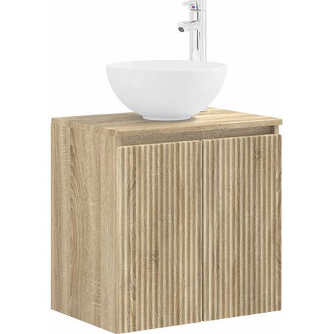 Wall-Mounted Sink Vanity Sonoma Oak 49.5 x 41 x 64.5 cm vidaXL