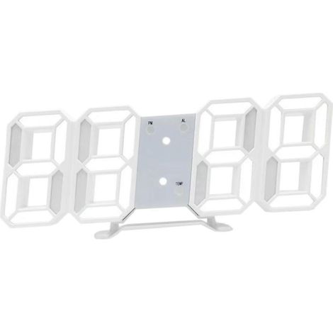 Réveil numérique 3D, réveil de bureau décoratif, convient pour la chambre, la table de chevet et le salon, lumière blanche, lumière blanche/rose. (1/3)