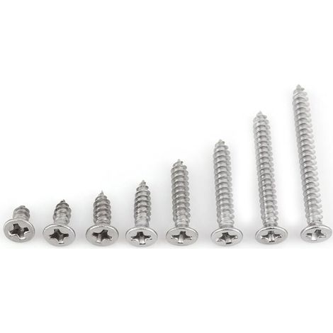 200 pièces M3 en acier inoxydable Phillips vis à tête plate vis à bois vis à bois M3 x 6/8/10/12/16/20/25/30 mm (1/5)